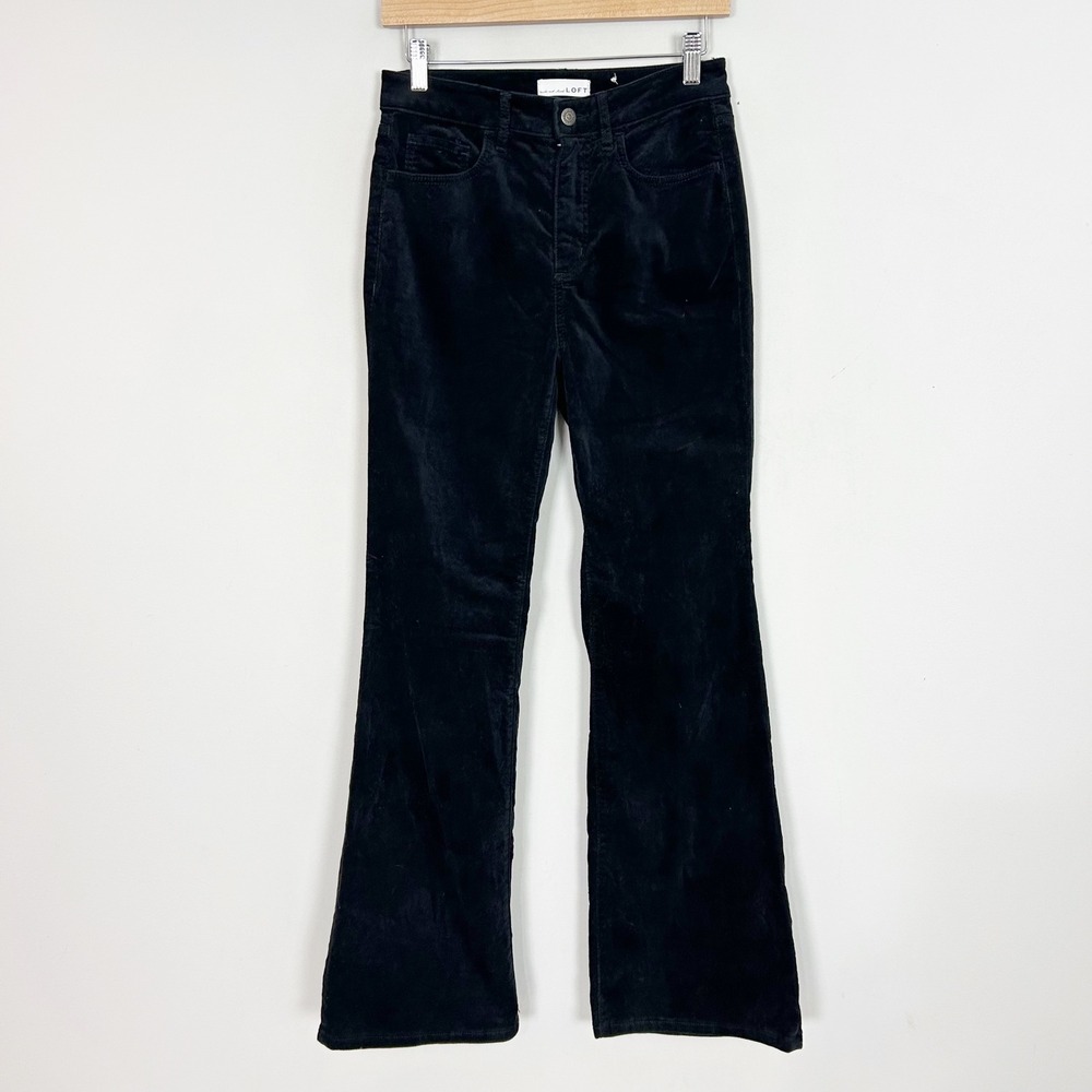Loft Black Velvet Pants Flare Leg Classic Fall Size 26/2 Womens
